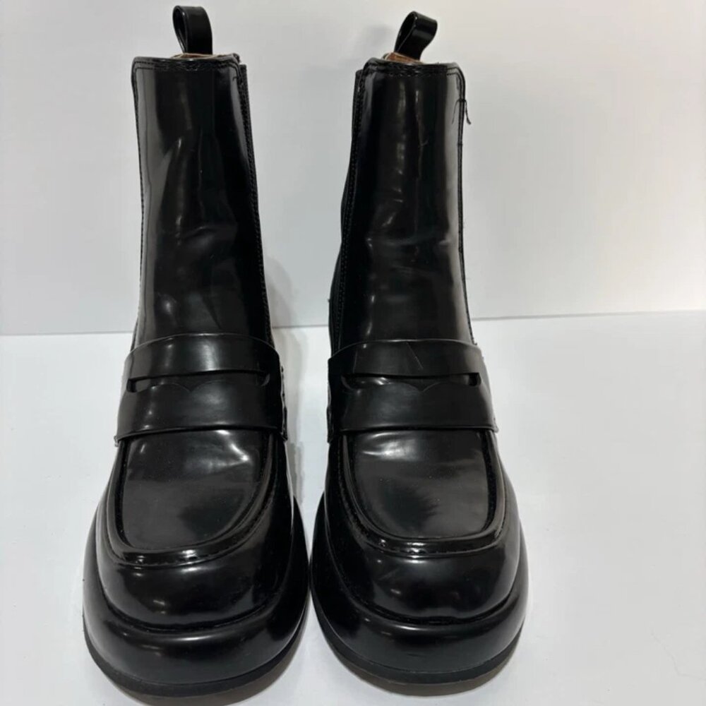 Madden Girl Black Patent Block Heel Chelsea Boot - Picture 3 of 5
